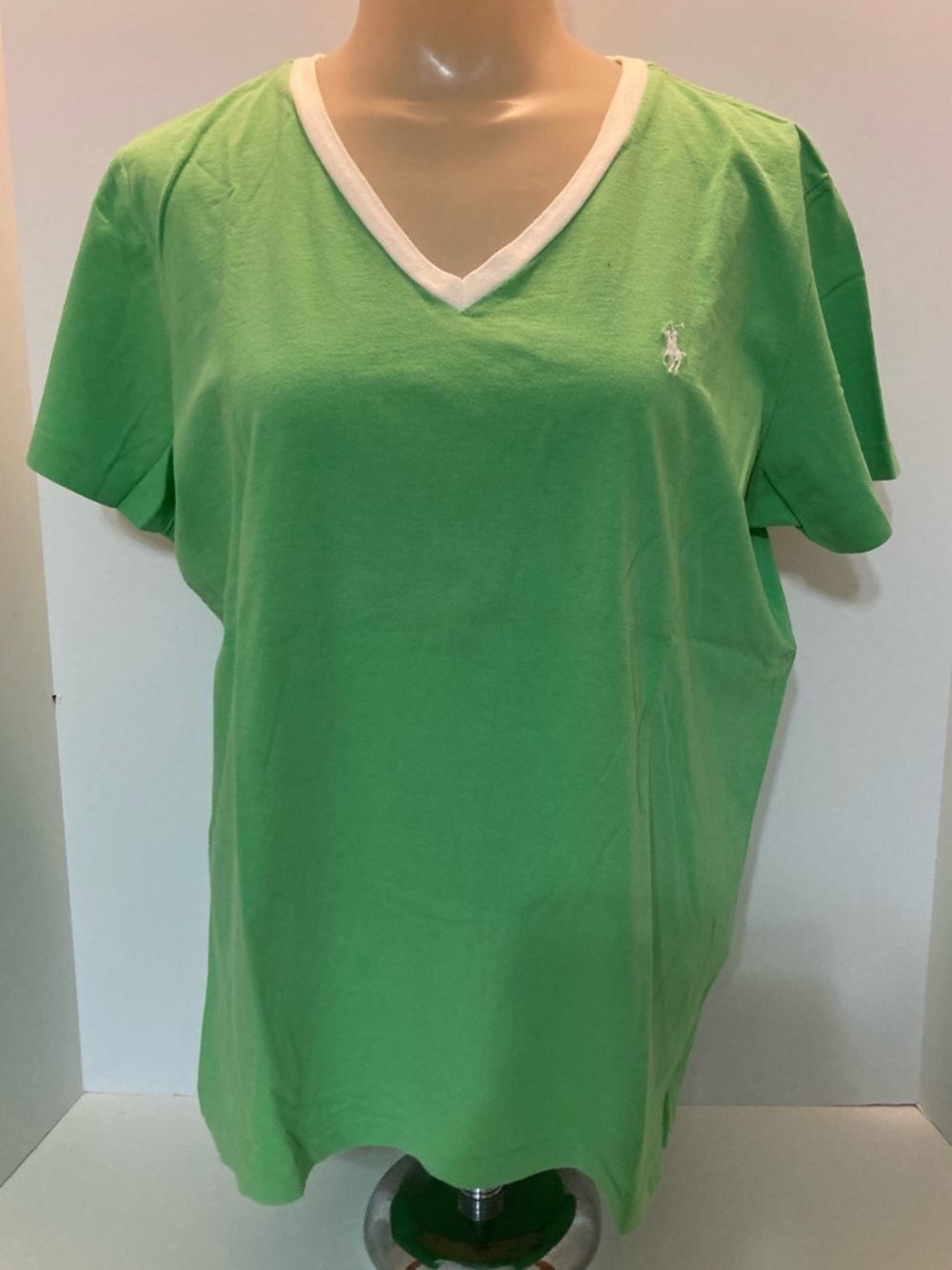 Polo by Ralph Lauren Green V-Neck Cotton Tee. Item# SSct9